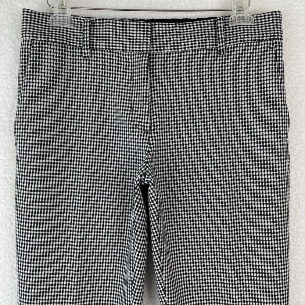 Ann Taylor Devin Fit Houndstooth Ankle Dress Pants Black White Womens 6